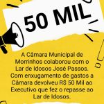 Câmara Municipal planeja devolução de recursos para o poder Executivo