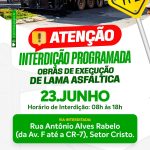 Prefeitura de Morrinhos informa interdição programada para execução de lama asfáltica no Setor Cristo
